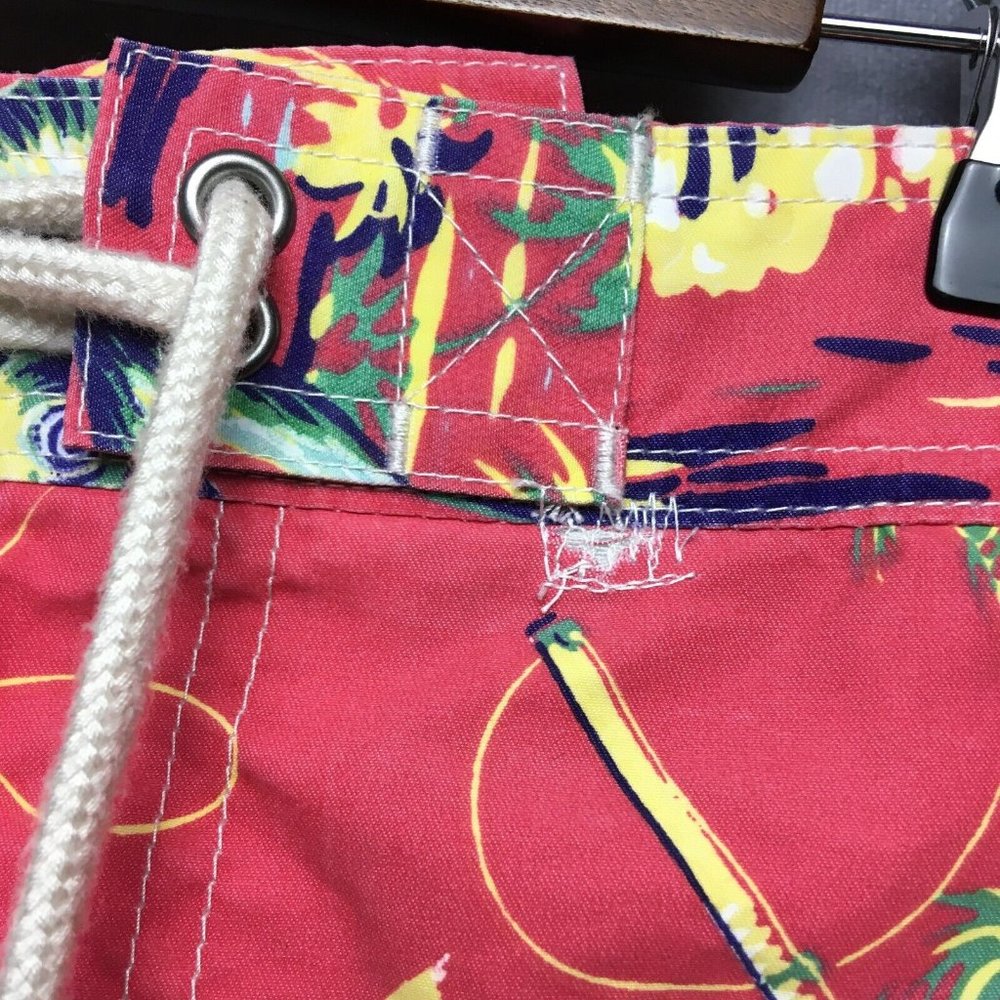 Polo‎ Mens Swim Trunks Shorts size L Pink Beach Print Palms Pockets Cut Liner - Picture 8 of 12